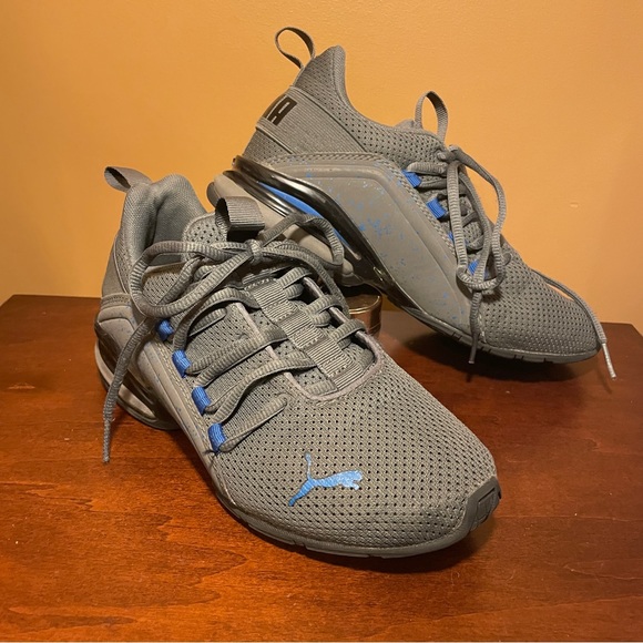 Puma Shoes Puma Gray Blue Axelion Spirit Little Boys Sneakers Size